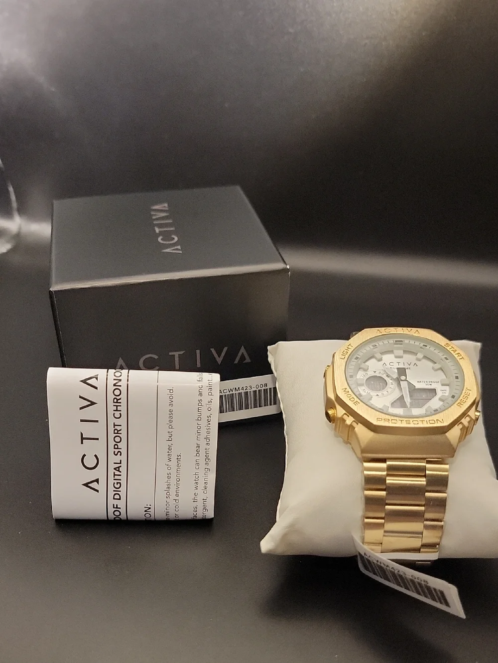 NWT Activa Signal X Invicta Digital Unisex Watch 45.5mm Gold White ACWM423-008